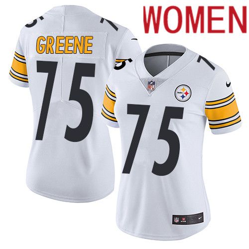 Women Pittsburgh Steelers 75 Joe Greene Nike White Vapor Limited NFL Jersey